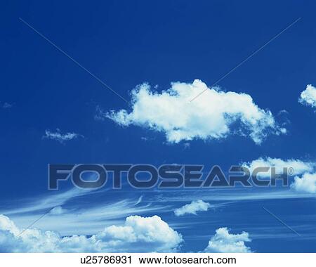 Stock Image - Blue sky and Clouds, High angle view, Copy Space, . Fotosearch