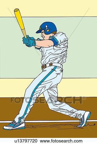 Painting of a batter making hit, Illustration View Large Illustration Clipart - Painting of a batter making hit, Illustration. Fotosearch