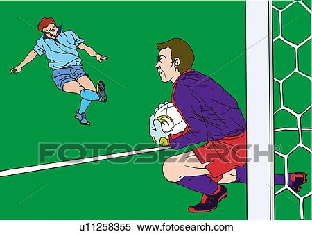 Painting of a football player and a goalkeeper, Illustration View Large Illustration Stock Illustration - Painting of a football player and a goalkeeper, Illustration. Fotosearch