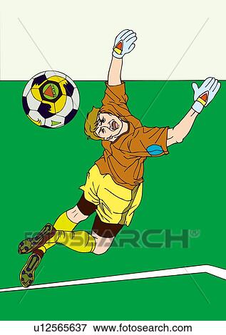 Stock Illustration - Painting of a goalkeeper missed a ball, Illustration. Fotosearch