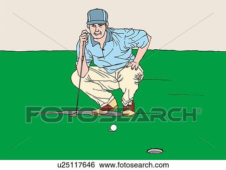Painting of a golf player in puttering, Illustration View Large Illustration Stock Illustration - Painting of a golf player in puttering, Illustration. Fotosearch