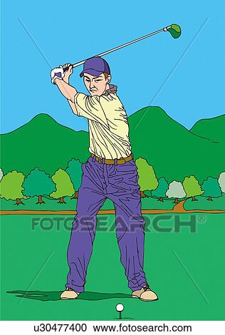 Painting of a golf player swinging, Illustration View Large Illustration Clipart - Painting of a golf player swinging, Illustration. Fotosearch