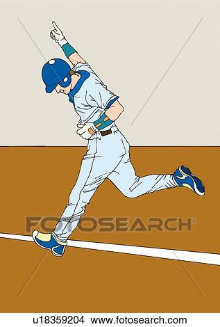 Painting of a runner with victory sign, Illustration View Large Illustration Stock Illustration - Painting of a runner with victory sign, Illustration. Fotosearch