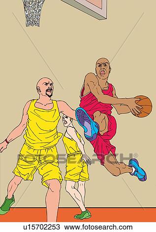 Painting of basketball players playing game, Illustration View Large Illustration Drawing - Painting of basketball players playing game, Illustration. Fotosearch