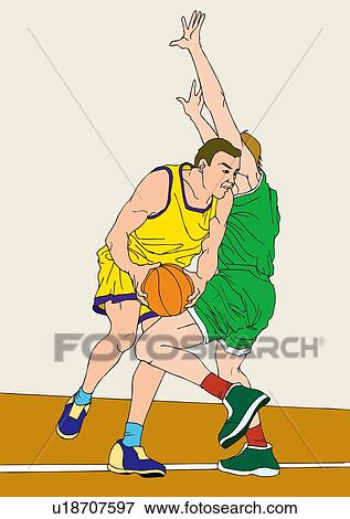 Painting of basketball players playing game, Illustration View Large Illustration Stock Illustration - Painting of basketball players playing game, Illustration. Fotosearch