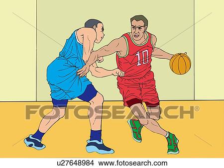 Painting of basketball players playing game, Illustration View Large Illustration Stock Illustration - Painting of basketball players playing game, Illustration. Fotosearch