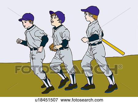 Painting of boys playing baseball, Illustration View Large Illustration Stock Illustration - Painting of boys playing baseball, Illustration. Fotosearch