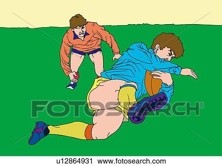 Painting of rugby players scrambling for the ball, Illustration View Large Illustration Clip Art - Painting of rugby players scrambling for the ball, Illustration. Fotosearch