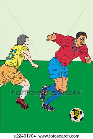 Painting of two football players playing game, Illustration View Large Illustration Stock Illustration - Painting of two football players playing game, Illustration. Fotosearch
