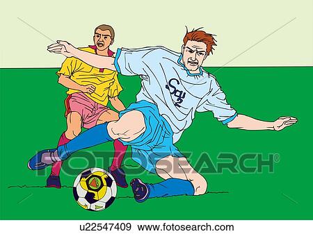Painting of two football players playing game, Illustration View Large Illustration Stock Illustration - Painting of two football players playing game, Illustration. Fotosearch