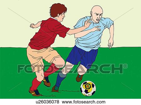Painting of two football players playing game, Illustration View Large Illustration Stock Illustration - Painting of two football players playing game, Illustration. Fotosearch