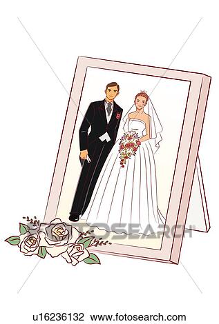 Drawing - Bridal couple in the picture. Fotosearch