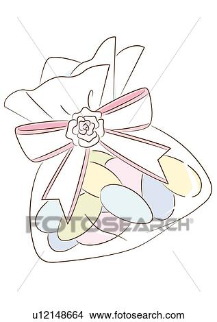Stock Illustration - Tulle dragee (sugar almond), close up. Fotosearch