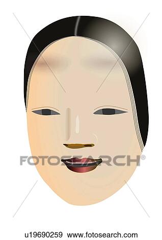 Close up of Noh mask, front view, Japan View Large Illustration Stock Illustration - Close up of Noh mask, front view, Japan. Fotosearch