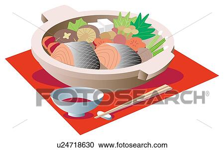 Boiled fish and Vegetable in pot View Large Illustration Clipart - Boiled fish and Vegetable in pot . Fotosearch
