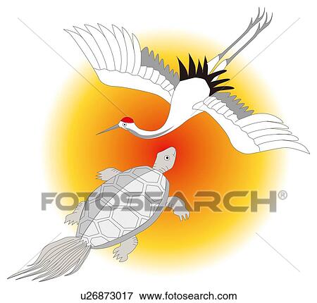 Stock Illustration - Crane and Tortoise. Fotosearch