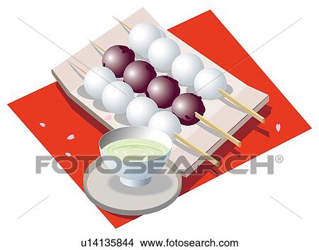 Stock Illustration - Dumplings and Japanese tea. Fotosearch