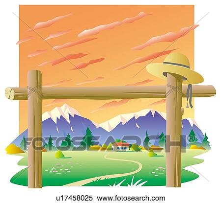 Entrance to ranch View Large Illustration Stock Illustration - Entrance to ranch . Fotosearch