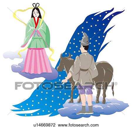 Drawing - Festival of the Weaver Star, Tanabata, Japan. Fotosearch