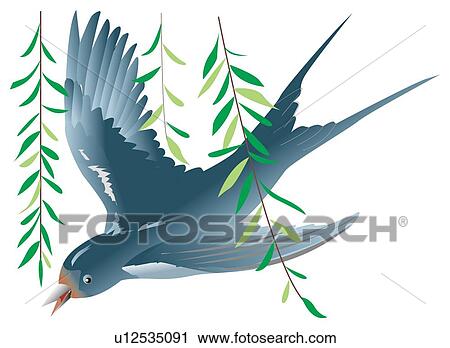 Clip Art - Flying Swallow. Fotosearch