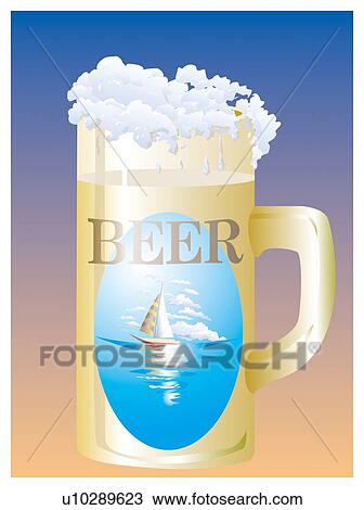 Drawing - Glass of beer. Fotosearch