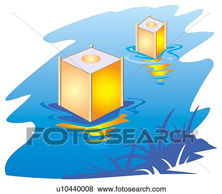 Lanterns offering on the water View Large Illustration Stock Illustration - Lanterns offering on the water. Fotosearch