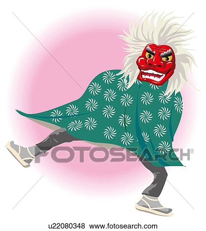 Man dancing Shishimai, Japan View Large Illustration Stock Illustration - Man dancing Shishimai, Japan. Fotosearch