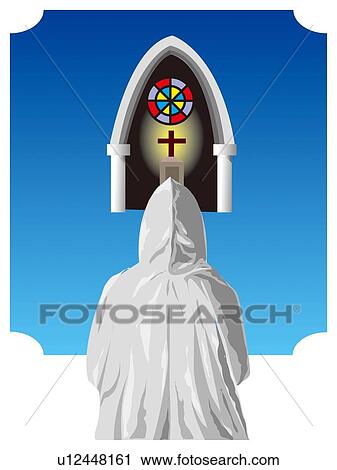 Clip Art - Person praying in chapel. Fotosearch