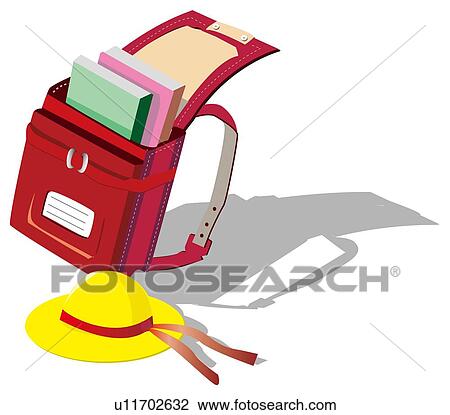 Satchel and Hat View Large Illustration Drawing - Satchel and Hat . Fotosearch