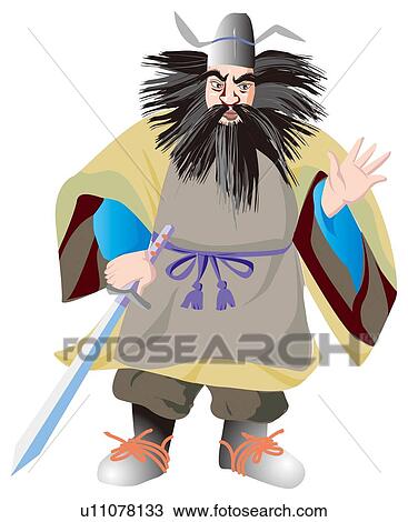 Zhongkui with sword View Large Illustration Drawing - Zhongkui with sword. Fotosearch