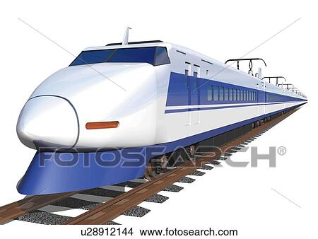 Image of a Bullet Train on a Brown Rail, Side View, Illustration View Large Illustration Stock Illustration - Image of a Bullet Train on a Brown Rail, Side View, Illustration. Fotosearch
