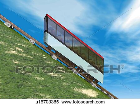 Image of a Cable Car Under a Blue Sky, Low Angle View, Illustration View Large Illustration Stock Illustration - Image of a Cable Car Under a Blue Sky, Low Angle View, Illustration. Fotosearch