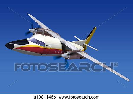 Stock Illustration - Image of a Colorful Train Flying Under a Blue Sky, Side View, Illustration. Fotosearch