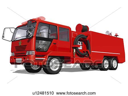 Image of a Fire Engine, Low Angle View, Side View, Illustration View Large Illustration Clipart - Image of a Fire Engine, Low Angle View, Side View, Illustration. Fotosearch