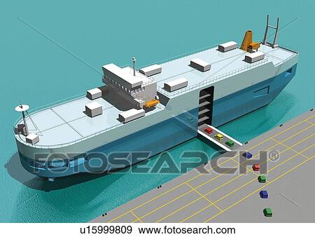 Image of a Huge Boat for Transport at the Harbor, High Angle View, Illustration View Large Illustration Stock Illustration - Image of a Huge Boat for Transport at the Harbor, High Angle View, Illustration. Fotosearch