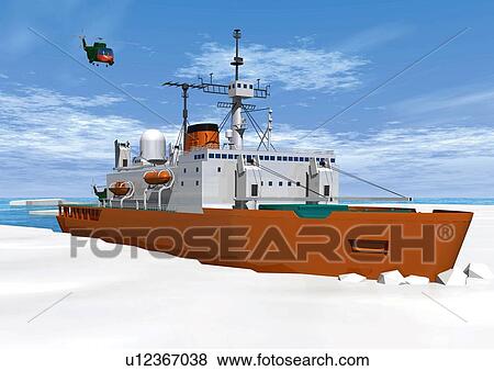Image of a Huge Boat Under a Blue Sky, Side View, Illustration View Large Illustration Stock Illustration - Image of a Huge Boat Under a Blue Sky, Side View, Illustration. Fotosearch