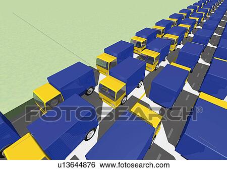 Image of a Large Group of Blue-colored Trucks, High Angle View, Illustration View Large Illustration Stock Illustration - Image of a Large Group of Blue-colored Trucks, High Angle View, Illustration. Fotosearch