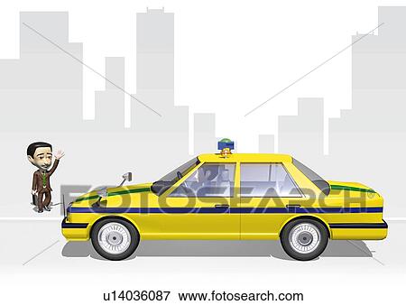 Image of a Man Waiting for a Taxi, Side View, Illustration View Large Illustration Stock Illustration - Image of a Man Waiting for a Taxi, Side View, Illustration. Fotosearch