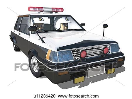 Clipart - Image of a Police Car, Side View, Illustration. Fotosearch