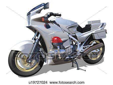 Stock Illustration - Image of a Silver Police Bike, Side View, Illustration. Fotosearch