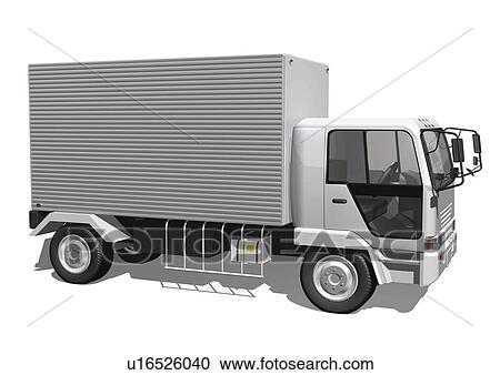 Clipart - Image of a Silver truck, Side View, Illustration. Fotosearch
