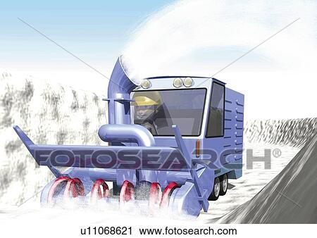 Clip Art - Image of a Snow Machine, Side View, Illustration. Fotosearch