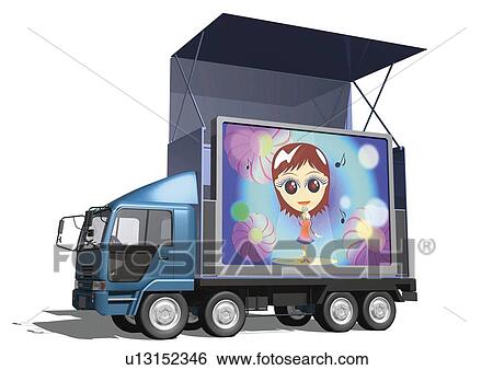 Stock Illustration - Image of a Vision Truck, Side View, Illustration. Fotosearch