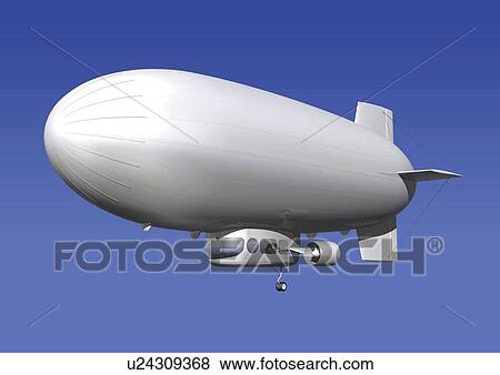 Download Image of a White Zeppelin Under a Blue Sky, Low Angle View, Side View, Illustration Stock ...