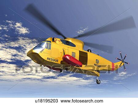 Image of a Yellow-colored Helicopter in the Air, Low Angle View, Illustration View Large Illustration Drawing - Image of a Yellow-colored Helicopter in the Air, Low Angle View, Illustration. Fotosearch