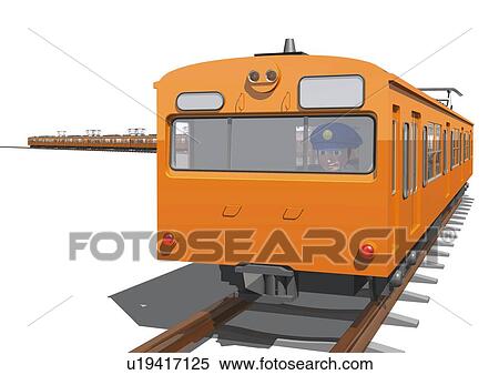 Image of an Orange Train, Front View, Illustration View Large Illustration Stock Illustration - Image of an Orange Train, Front View, Illustration. Fotosearch