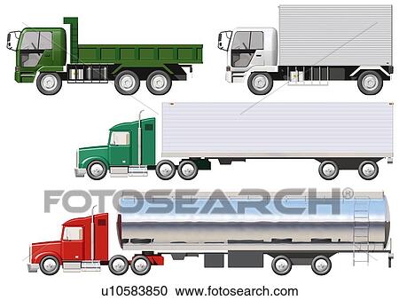 Image of Different-sized Trucks, Side View, Illustration View Large Illustration Clipart - Image of Different-sized Trucks, Side View, Illustration. Fotosearch