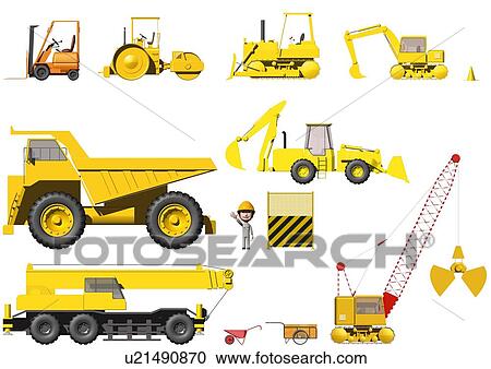 Image of Several Different, Yellow-colored Vehicles, Side View, Illustration View Large Illustration Clipart - Image of Several Different, Yellow-colored Vehicles, Side View, Illustration. Fotosearch