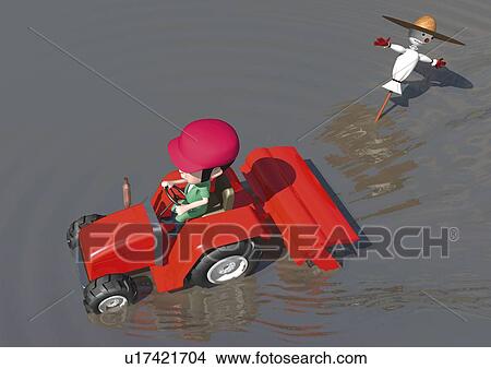 Image of Someone Sitting on a Little Red Tractor, High Angle View, Illustration View Large Illustration Stock Illustration - Image of Someone Sitting on a Little Red Tractor, High Angle View, Illustration. Fotosearch