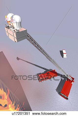 Image of Two Fire Engine and Two Firemen Trying to Stop a Fire, High Angle View, Illustration View Large Illustration Clip Art - Image of Two Fire Engine and Two Firemen Trying to Stop a Fire, High Angle View, Illustration. Fotosearch